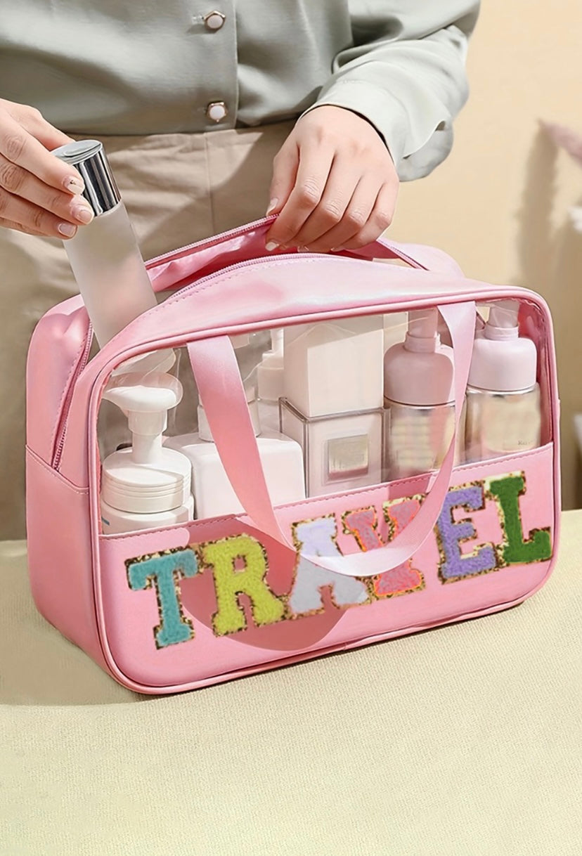 Chenille Letter Clear PVC Travel Bag