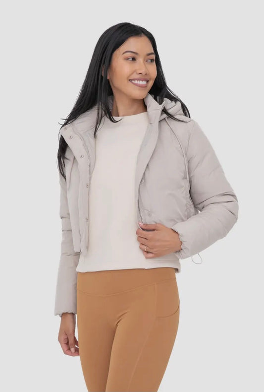 cropped puffer jacket with hood