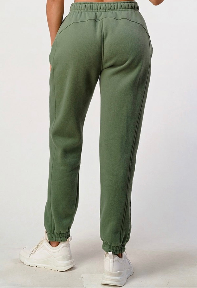 solid pocket sweat jogger pants with piping