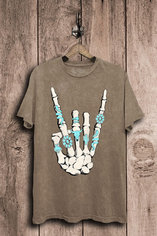 Skeleton Rock Hand Sign Graphic Top