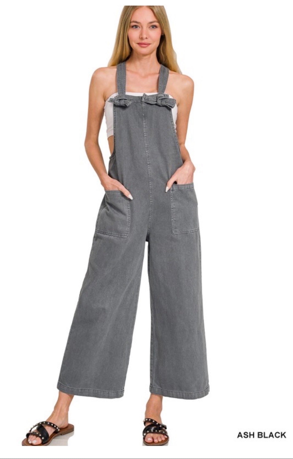 wash not strap pockets jumpsuit