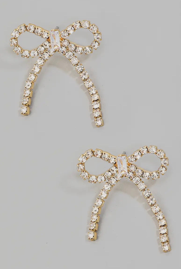 Rhinestone Ribbon Bow
Stud Earrings