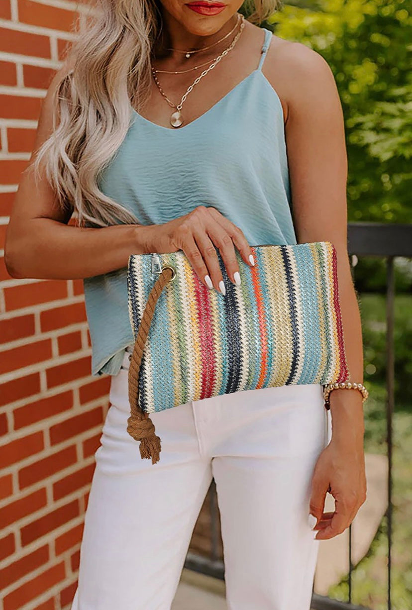 Multicolor Tasseled Wristlet