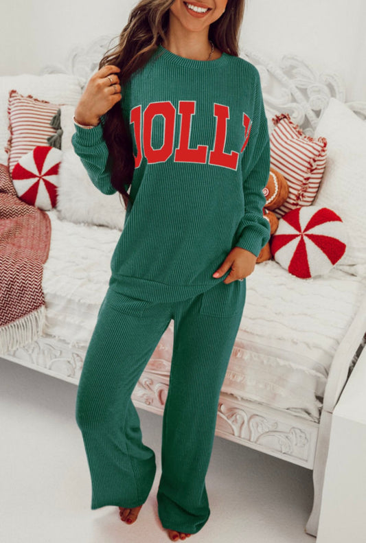 Evergreen JOLLY Corded Long Sleeve Top & pant set