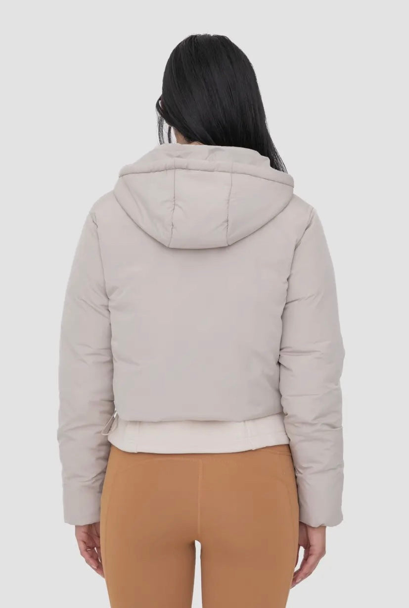 cropped puffer jacket with hood