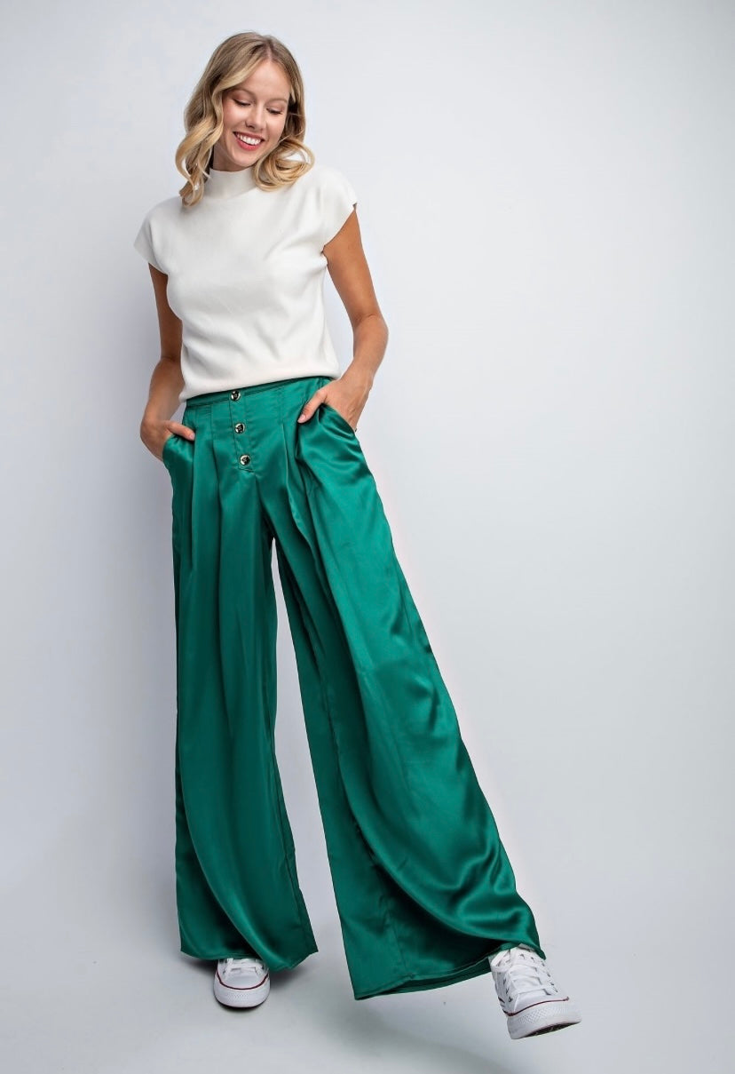 Silky Satin Wide Leg Pants