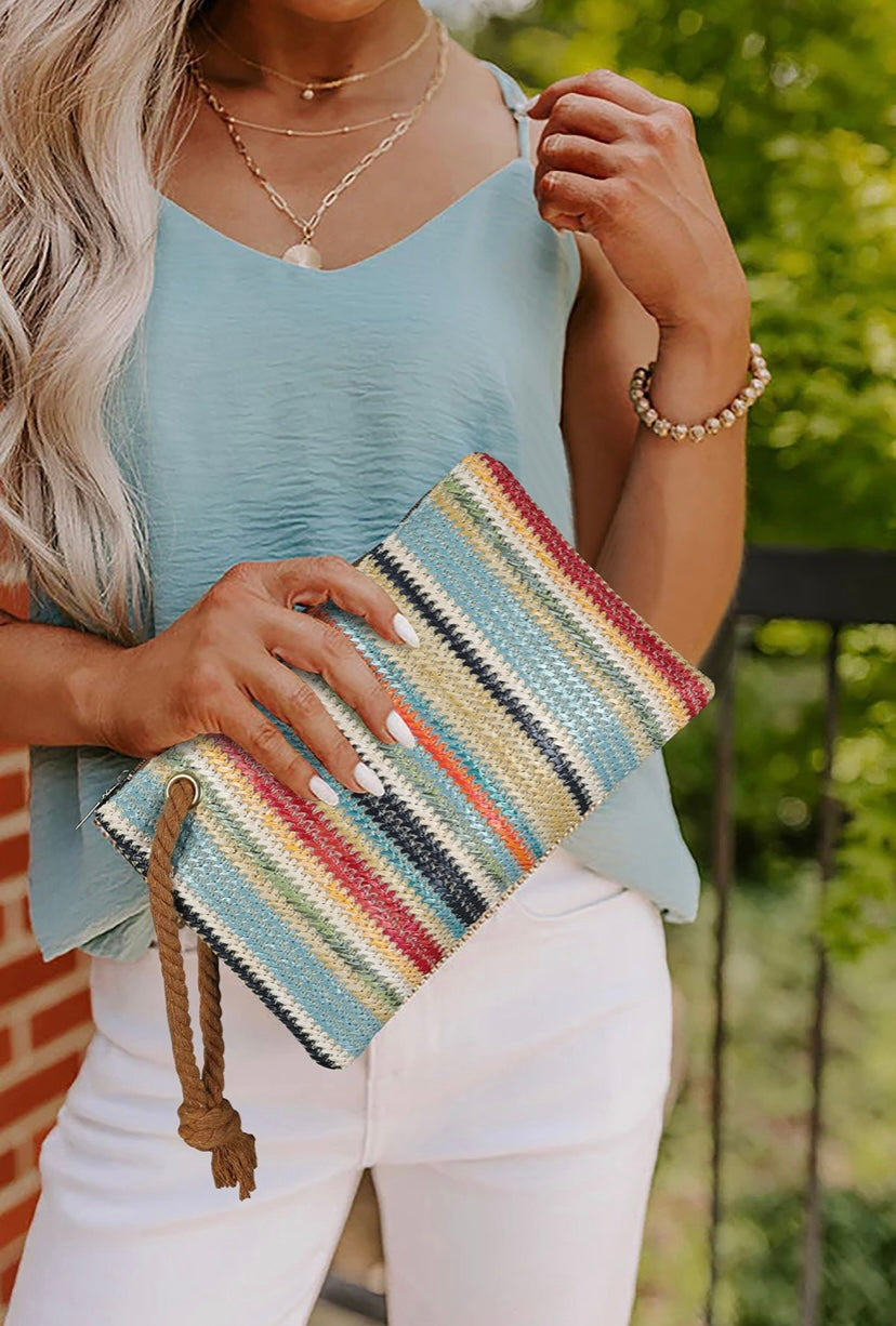 Multicolor Tasseled Wristlet