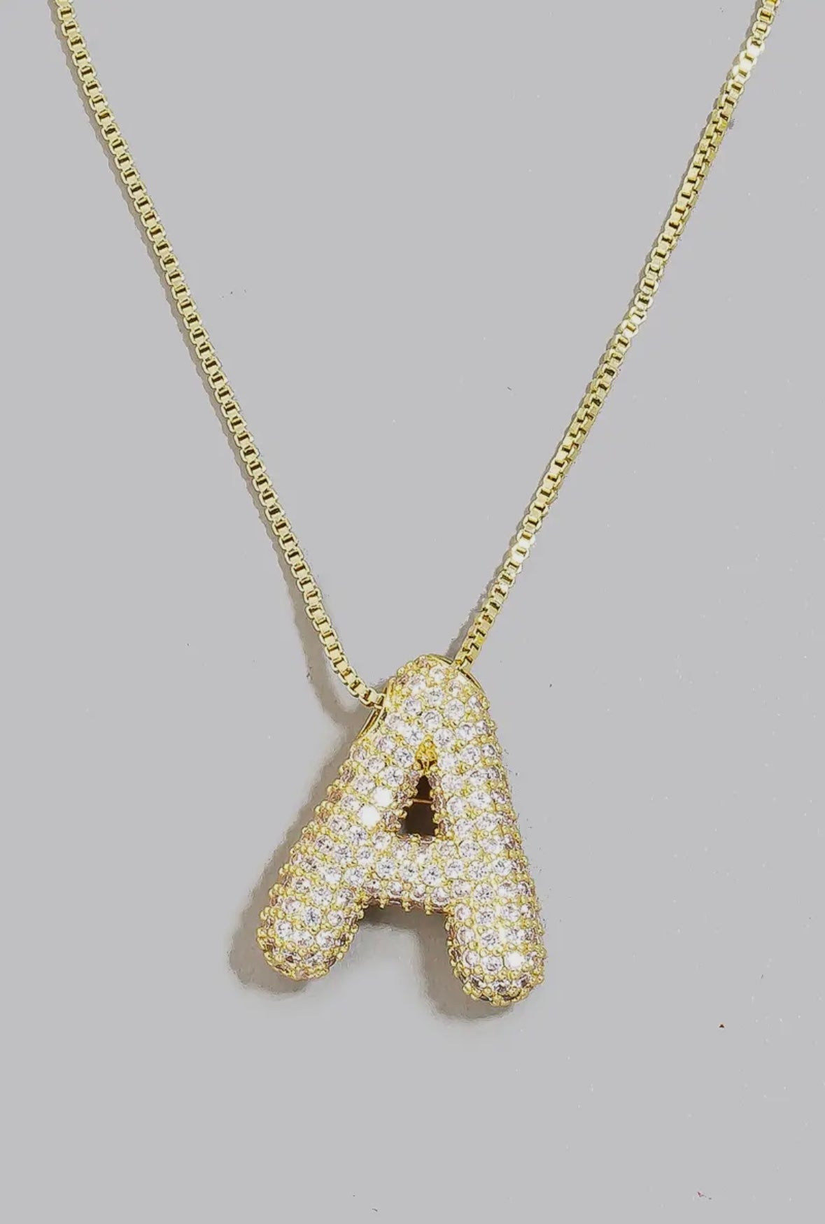 Pave Bubble Initial Pendant Necklace