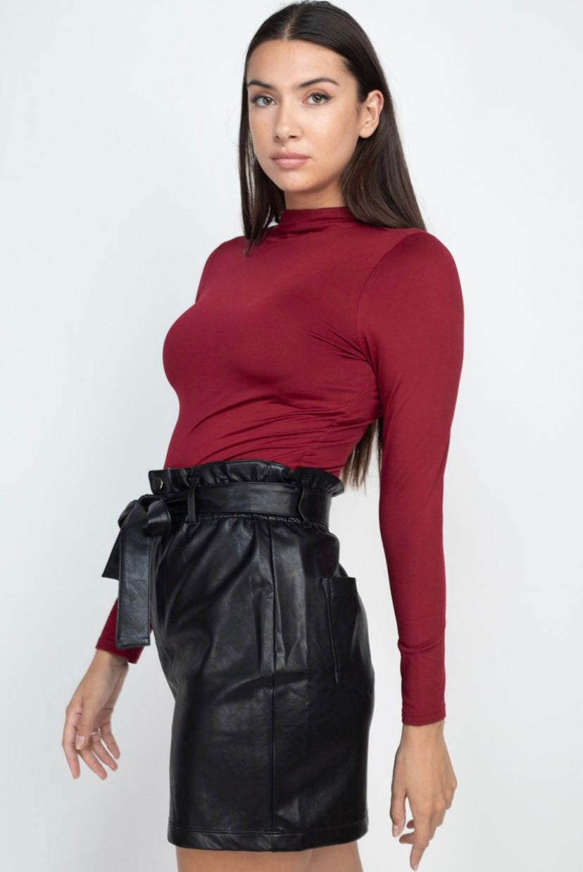 mock neck basic long sleeve top