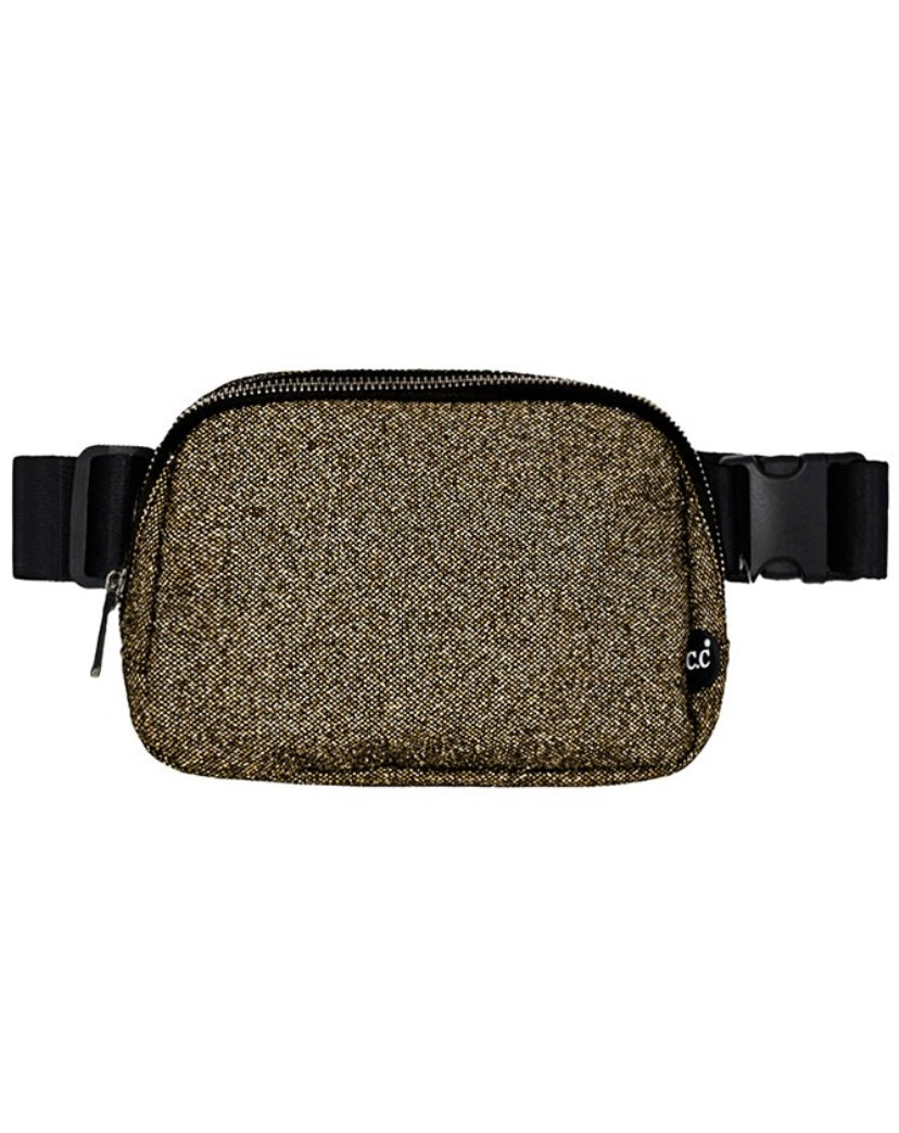 C.C. Glitter Mesh Belt Bag