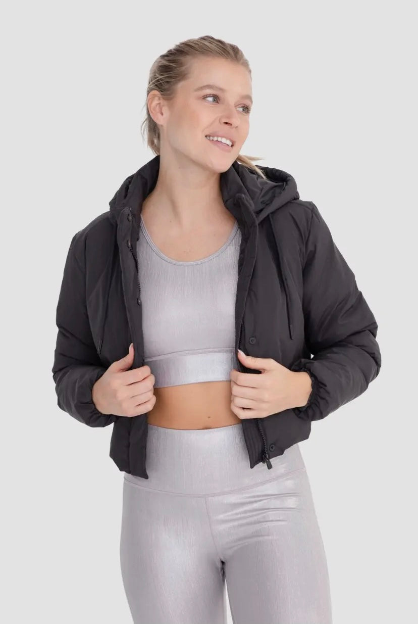 cropped puffer jacket with hood