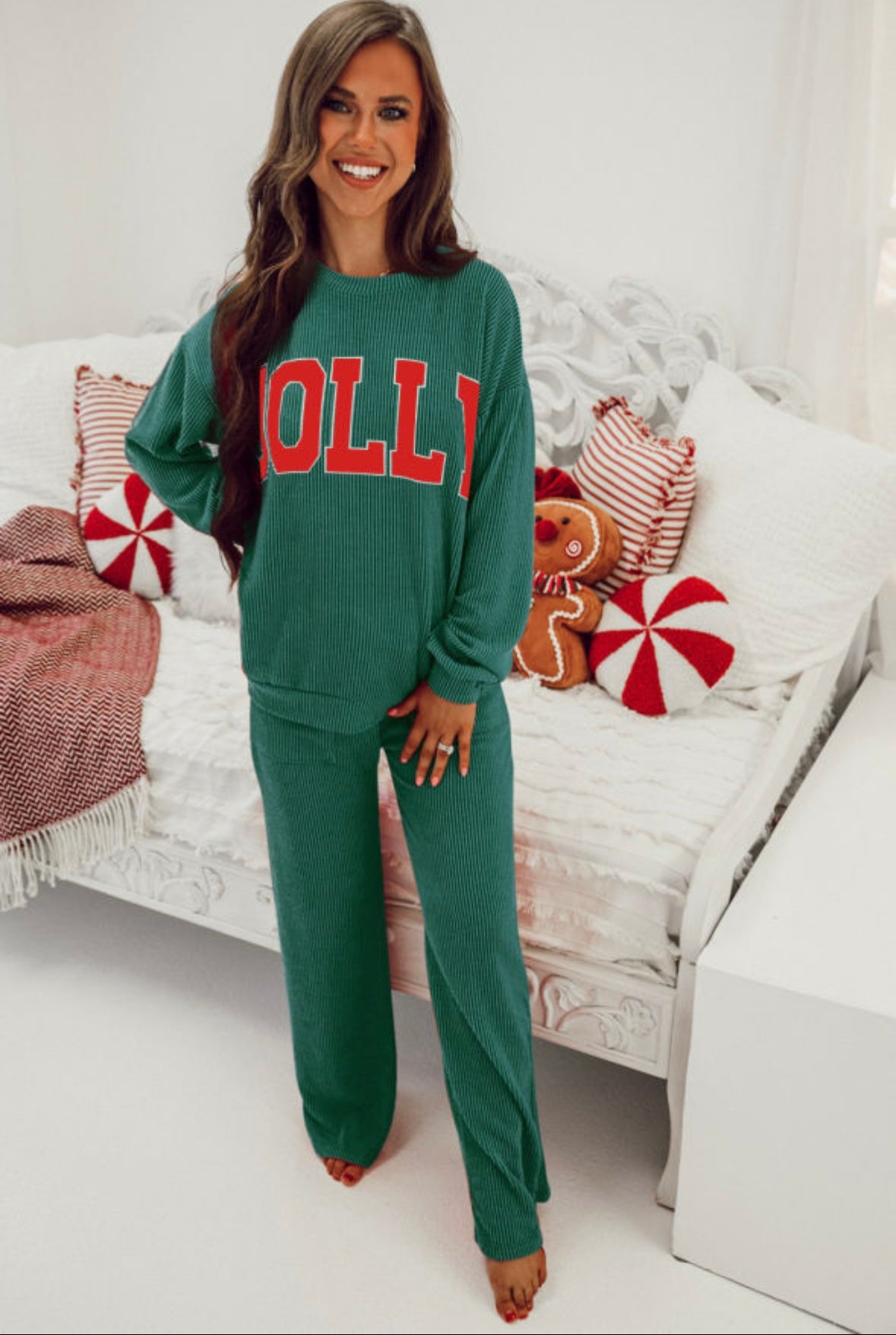 Evergreen JOLLY Corded Long Sleeve Top & pant set