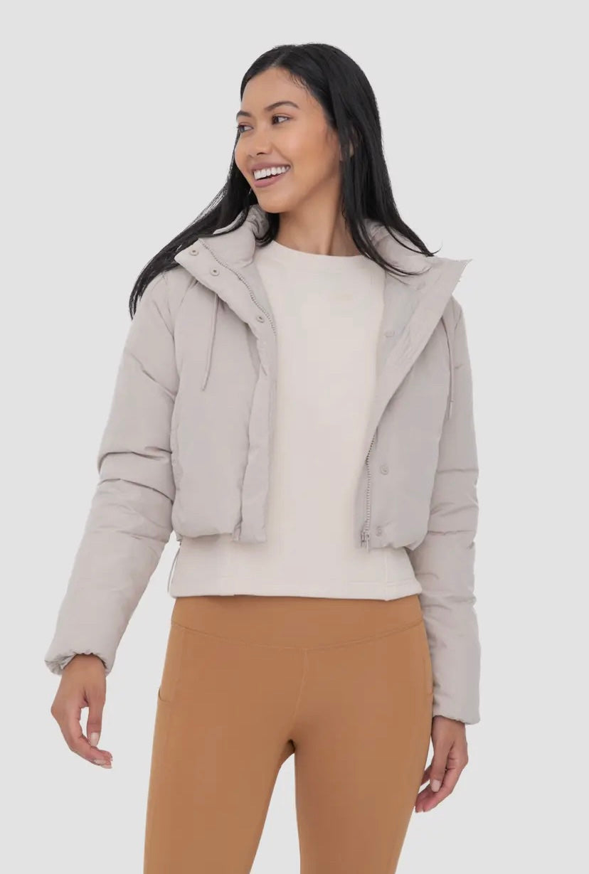 cropped puffer jacket with hood