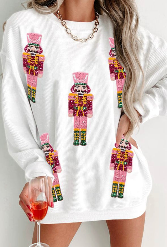 White Christmas Nutcracker Corded
Baggy Sweatshirt