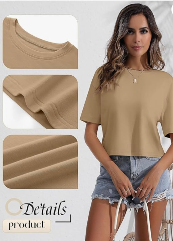 Casual Semi Crop Tee