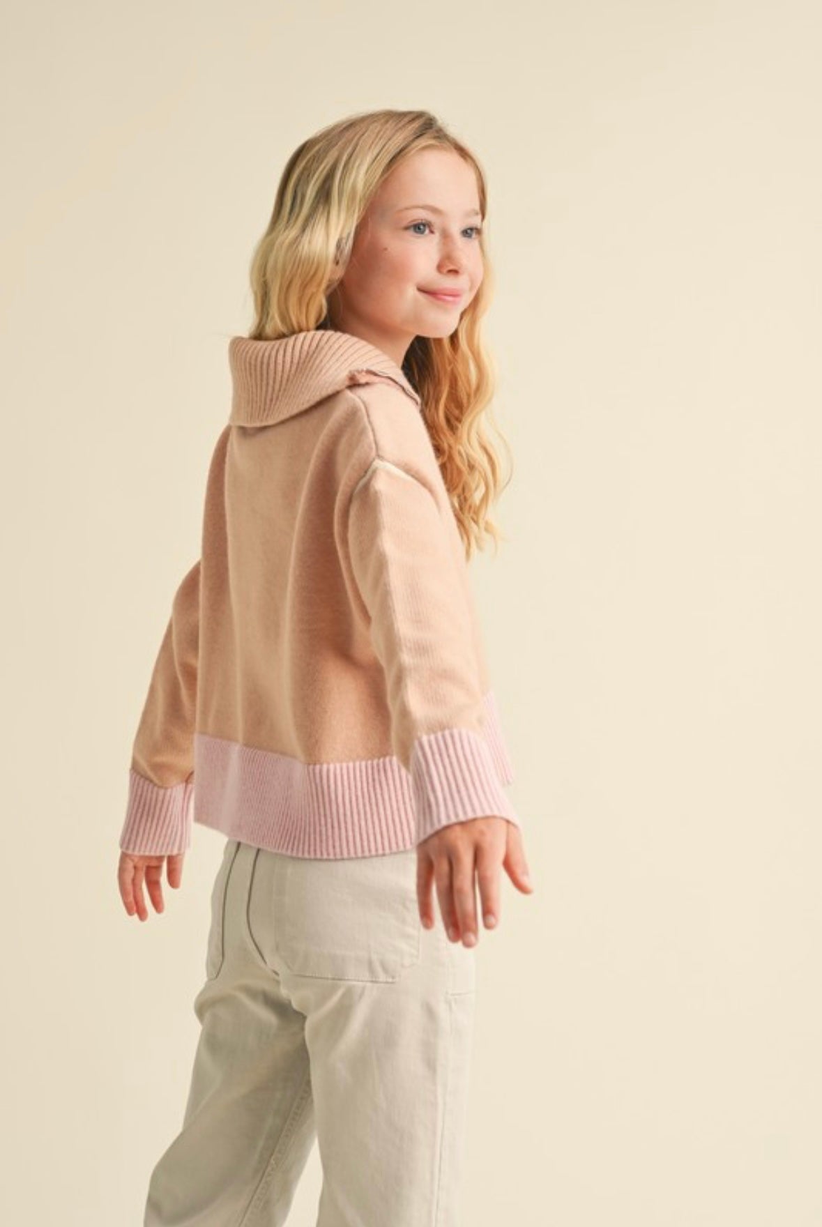 Girls Half Zip Collared Sweater