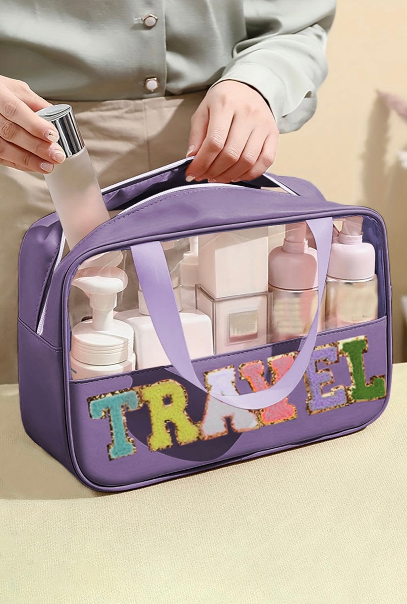 Chenille Letter Clear PVC Travel Bag