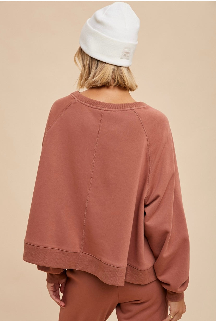 garment washed raglan pullover sweatshirt