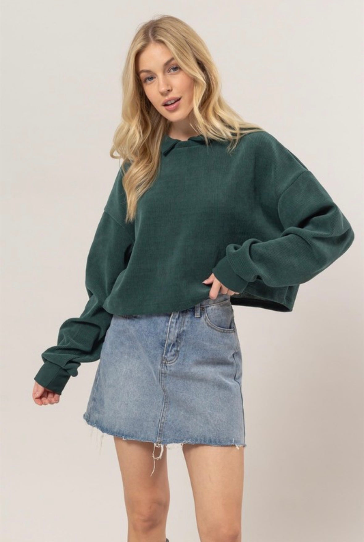 Collared Rib Knit Top